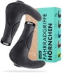 AARON Horn Lenkergriffe mit Gel-Dämpfung, ergonomisch, schwarz – Hörnchen aus rutschfestem Gummi