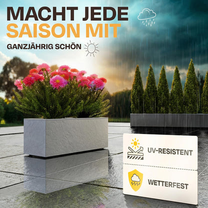 Ondis24 Vulkano Pflanzkübel 50 L mit Wasserspeicher, 2er-Set, Hellgrau