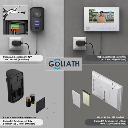 Goliath Funkklingel mit Kamera – Gegensprechanlage & Monitor kabellos