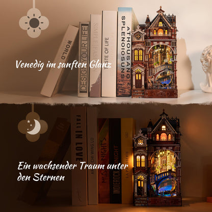 FUNPOLA Venice Night Starlit Book Nook Kit, 3D-Holzpuzzle mit LED