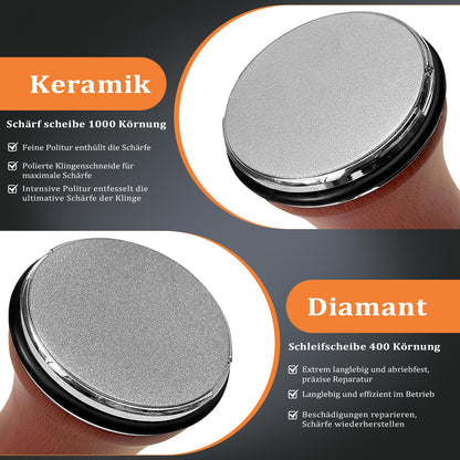 Rollschleifer Messerschärfer mit Magnet, 6 Schärfwinkel und Diamant
