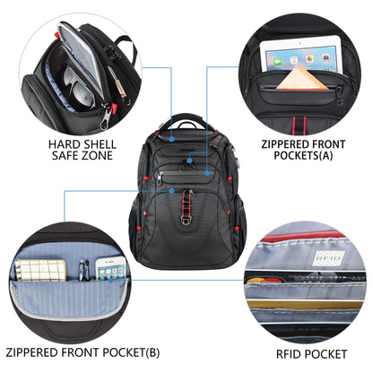 KROSER Business Laptop Reiserucksack - 17.3 Zoll Schwarz