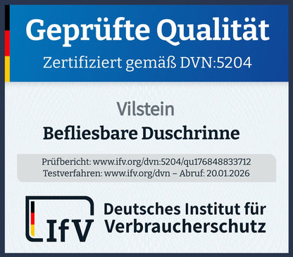 VILSTEIN Duschrinne 80 cm befliesbar Edelstahl Bodenablauf extra flach