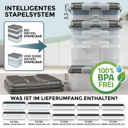 Hausfelder Aufschnittboxen Set für Kühlschrank, 20-teilig, stapelbar