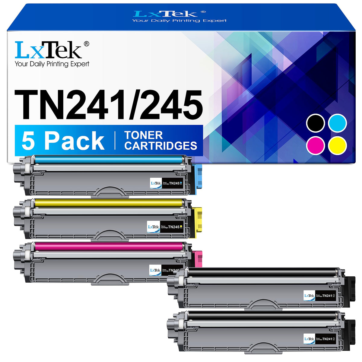 LxTek TN241 TN245 Toner kompatibel für Brother MFC-9332CDW, 5er-Pack – 5 Tonerkartuschen in Schwarz, Cyan, Magenta, Gelb