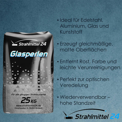 Samore Glasperlen Strahlmittel 25 kg, Körnung 100–200 µm