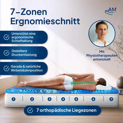 AM Qualitätsmatratzen 7 Zonen Deluxe Gel Topper - 200x200cm RG50