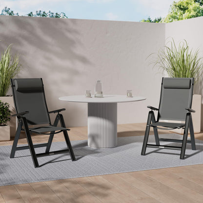 KESSER® 2er Set Gartenstuhl Hochlehner Klappstuhl Alu Anthrazit