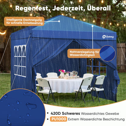 Sekey Premium Pop Up Faltpavillon 3x3 m – Wasserdicht Navy