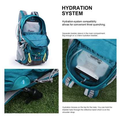 Mountaintop Wanderrucksack 40L mit Regenhülle, Blaugrün
