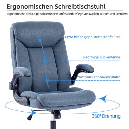 MZLEE Ergonomischer Bürostuhl Computer Drehstuhl - Navy Blau
