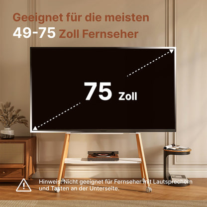 ECOTINY Easel Design TV Ständer mit Rollen – 49-75 Zoll