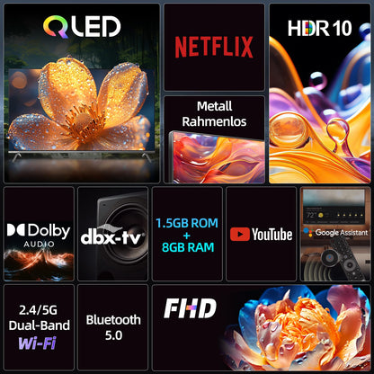 CHIQ 32 Zoll QLED FHD HDR10 Fernseher - Google TV, Schwarz