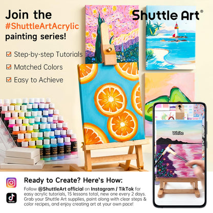 Shuttle Art Acrylfarben Set, 50 Farben à 60 ml, wasserfest, ungiftig
