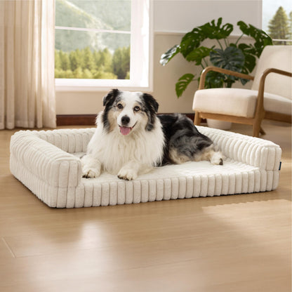 BEDSURE Orthopädisches Hundebett für grosse Hunde, 106x76 cm, Creme