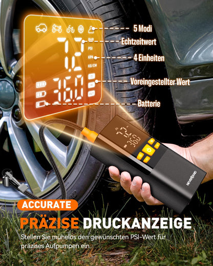 NEVERLAND Elektrische Luftpumpe Akku Kompressor 150 PSI mit Powerbank