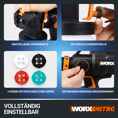 WORX WX020 Nitro Akku-Farbsprühsystem 20V mit Akku & Ladegerät