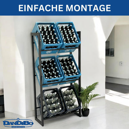 DanDiBo Getränkekistenregal – 6 Kisten, Schwarz, 71cm, 96563