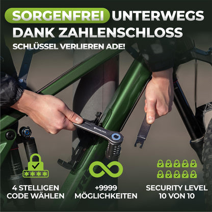 TITANLOCK Faltschloss Fahrradschloss mit Zahlenschloss und Halterung