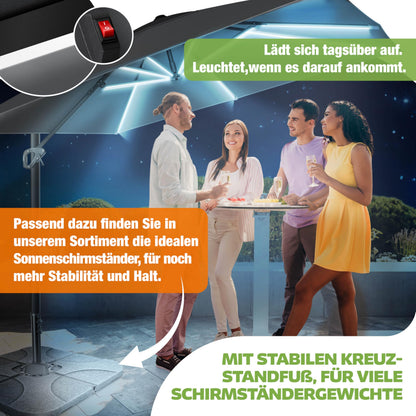 KESSER Sonnenschirm Ampelschirm SUN XL 300 x 300 cm, Anthrazit