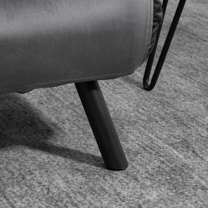 HOMCOM Schlafsofa Klappbett mit Bettfunktion Samtoptik Dunkelgrau