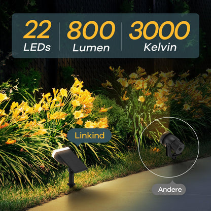 Linkind StarRay LED Solar Gartenstrahler 800 lm warmweiss, 4 Stück