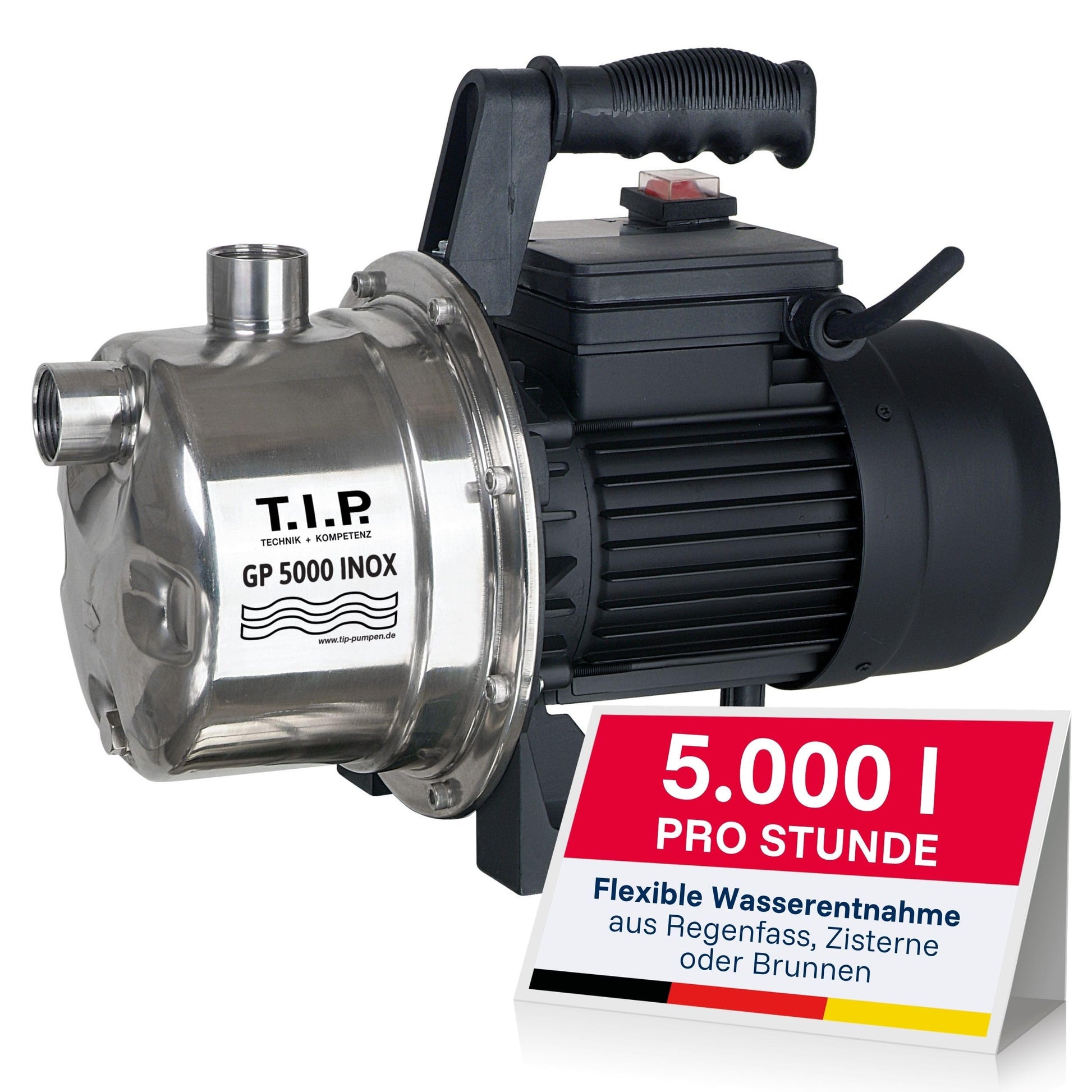 T.I.P. GP 5000 INOX Gartenpumpe Edelstahl, selbstansaugend, 1.200 W