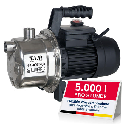 T.I.P. GP 5000 INOX Gartenpumpe Edelstahl, selbstansaugend, 1.200 W