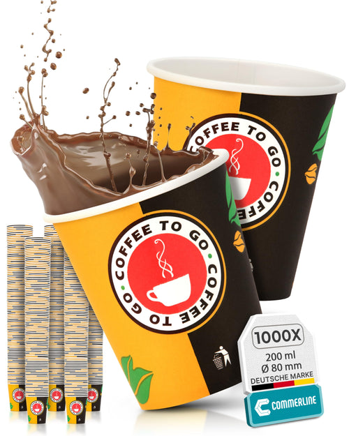 Commerline Kaffeebecher to go 200 ml, Pappbecher Einweg, 1000 Stück aus Hartpapier