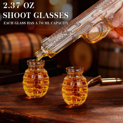 Oaksea Whisky Karaffe Set – Dekanter mit 2 Gläsern und Ausgiesser
