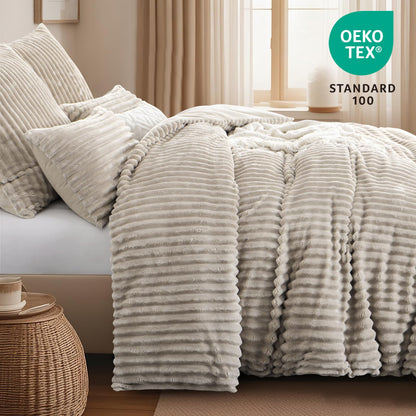 RUIKASI Teddy Fleece Winter Bettwäsche Set – 200x220 Beige