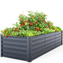 Ohuhu Hochbeet Metall 240 x 90 x 60 cm, verzinkter Stahl, Anthrazit – rechteckiges Pflanzbeet für Gemüse und Kräuter