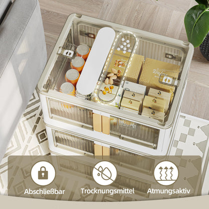 NETEL Faltbare Stapelbox mit Rollen – 4er-Set 100L Transparent