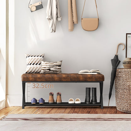 LUE BONA 113cm Schuhbank Sitzbank Flur - Gelblich Braun