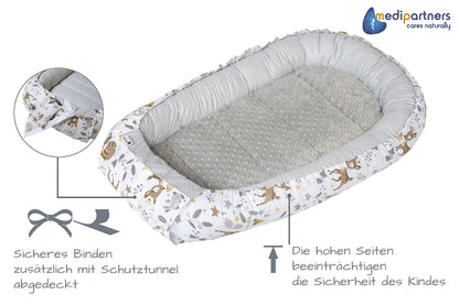 Medi Partners Babynest Set 5-teilig – Reh mit Grauem Minky