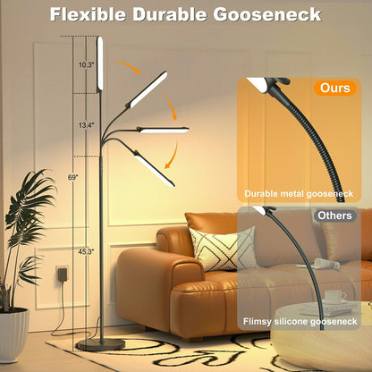 Yikuneng LED Stehlampe dimmbar, 1800 Lumen, mit Fernbedienung, schwarz