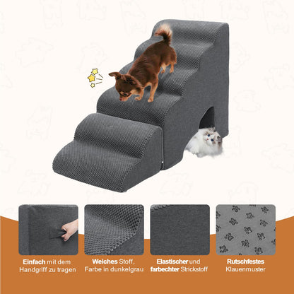 A.FATI 60cm Hoch Hundetreppe - 6 Stufen, Dunkel Grau