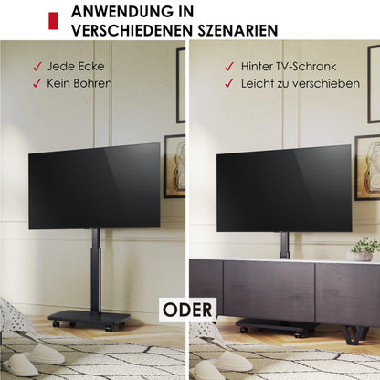 AOKCOS TV Ständer rollbar, höhenverstellbar, 32-65 Zoll, schwarz