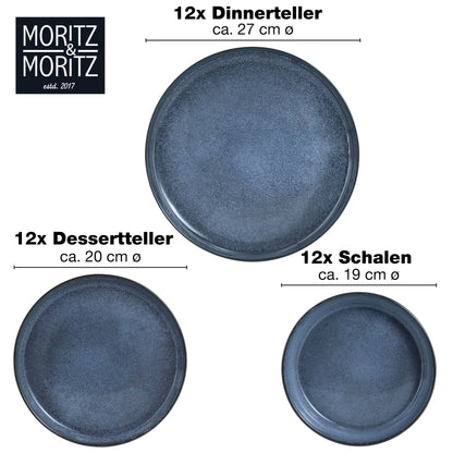 Moritz & Moritz VIDA Geschirrset 12 Personen Blau 36-tlg.