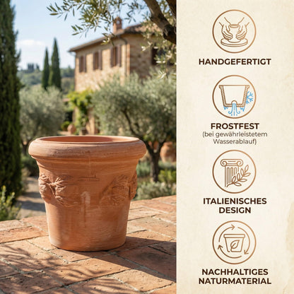 Teramico Blumentopf Terrakotta Conca Limoni mit Untersetzer 25 cm