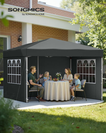 SONGMICS Faltpavillon 3 x 3 m mit Seitenwänden, dunkelgrau