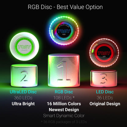 TOSY Flying Disc LED-Wurfscheibe, 108 RGB-LEDs, 175 g, wasserdicht