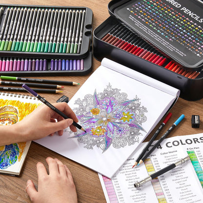 Shuttle Art Buntstifte Set 174 Farben mit Malbuch und Zubehör