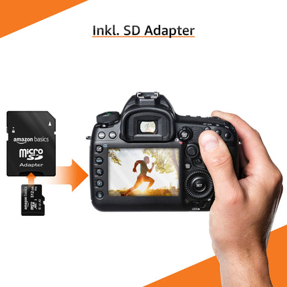 Amazon Basics microSDXC Speicherkarte 512 GB, U3, A2, mit SD-Adapter