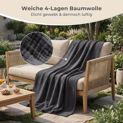LAYNENBURG Musselin Tagesdecke 150x200 cm, 100% Baumwolle, Mintgrün