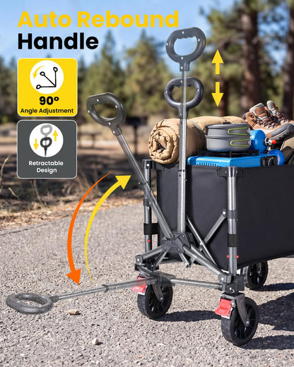YEAUPE PRO Bollerwagen faltbar, 70 L, 50 kg Tragkraft, Schwarz