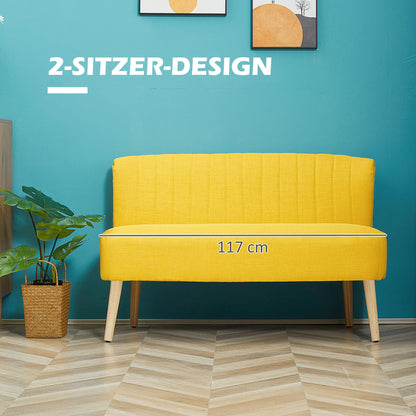 HOMCOM 2-Sitzer Stoffsofa Polstersofa Retro - Gelb