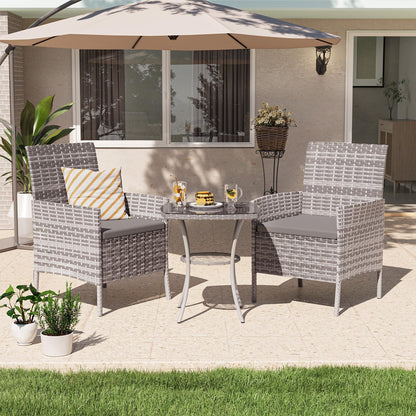 UDPATIO Gartenmöbel Set 3-teilig Polyrattan Lounge Balkon grau