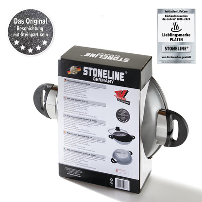 Stoneline Wok Pfanne Induktion 32 cm - Grau mit Deckel