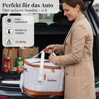 PuerFolium Kühltasche 45L faltbar mit QuickAccess-Klappe, beige